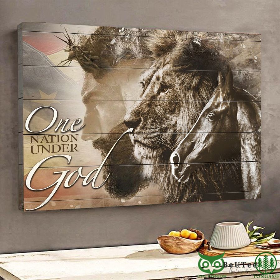 Jesus With Lion Horse One Nation Under God Canvas