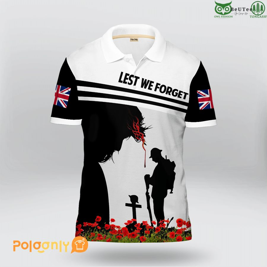 United Kingdom Veteran Remembrance 'Lest We Forget' 3D Polo shirt