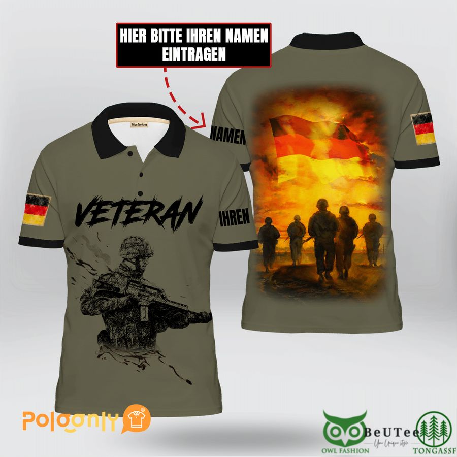 8 Custom Name Deutschland Veteran Camo Color Polo Shirt