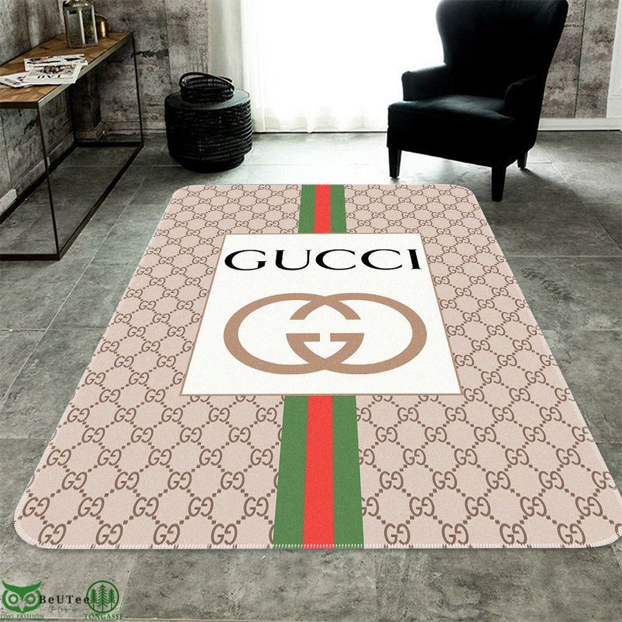 Gucci beige Italian Luxury Brand Inspired 3D Carpet Rug 