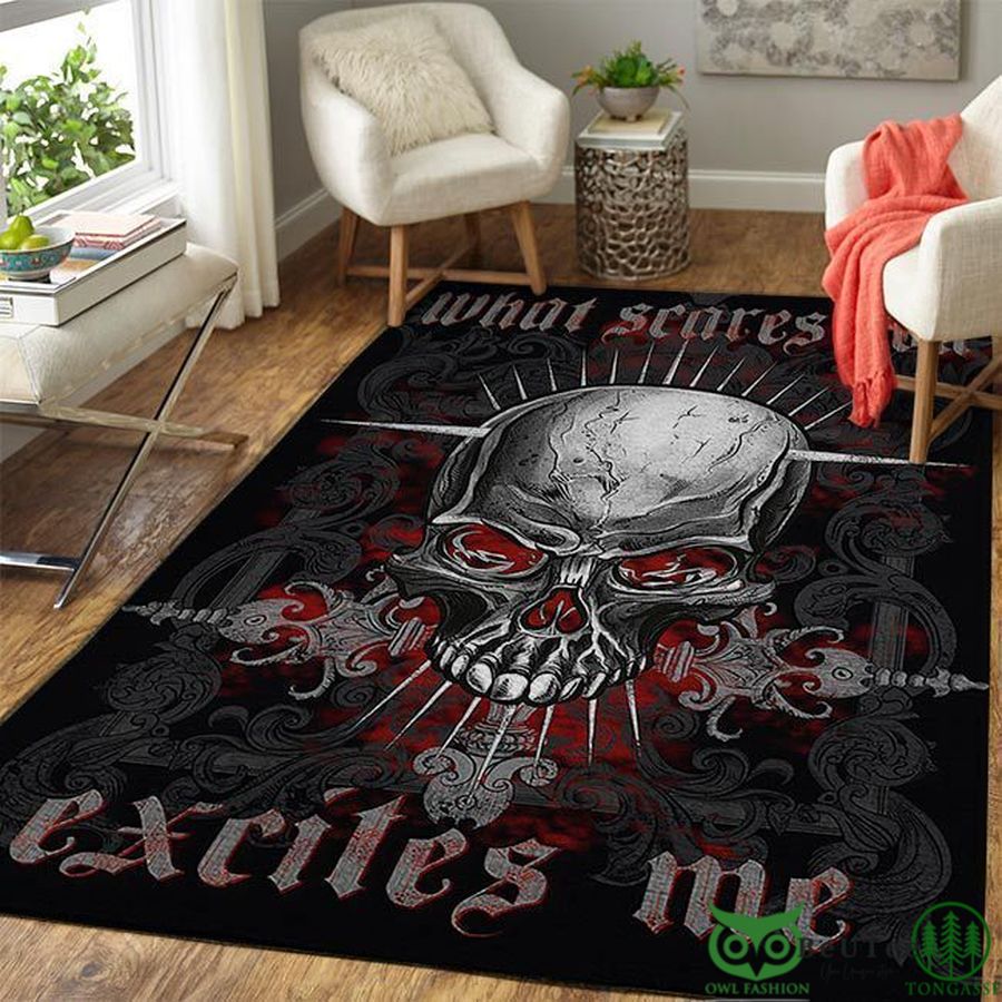 8 Limited Edition Skull Excites Me Black Carpet Rug