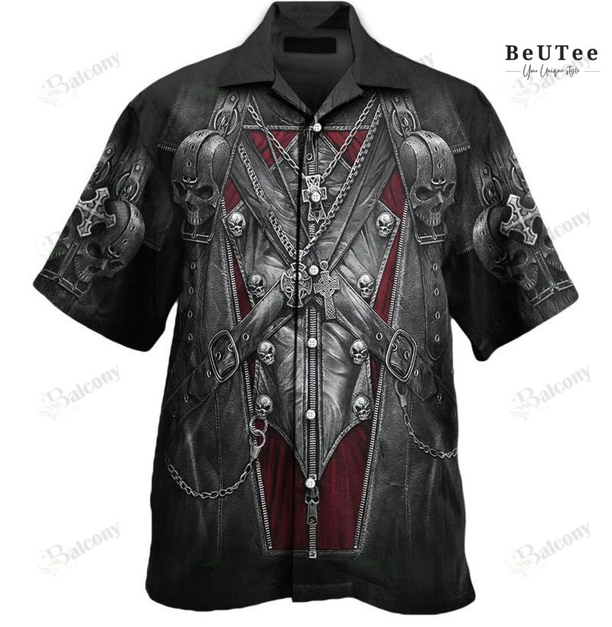 SKULL STRAPPED ALL OVER PRINT HAWAII SHIRT