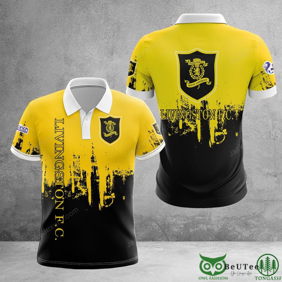 Livingston F.C. Yellow Black Color Drop 3D Polo Tshirt Hoodie
