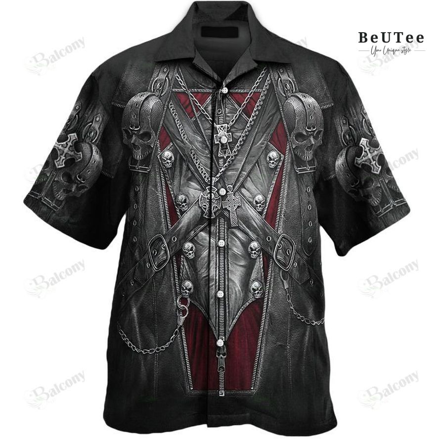 8 SKULL STRAPPED ALL OVER PRINT HAWAII SHIRT 1