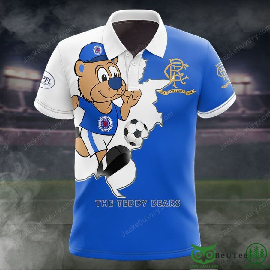 209 Rangers F.C. The Teddy Bear Playing Football 3D Polo Tshirt Hoodie