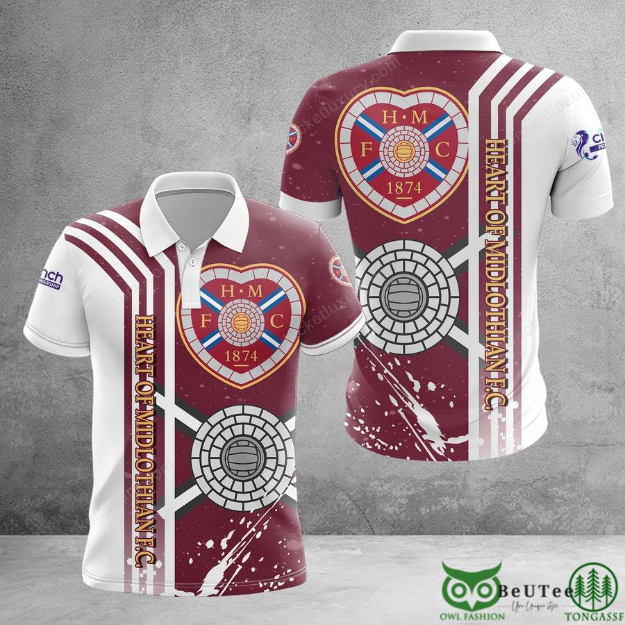 20 Heart of Midlothian F.C. Logo with Lines 3D Polo Tshirt Hoodie