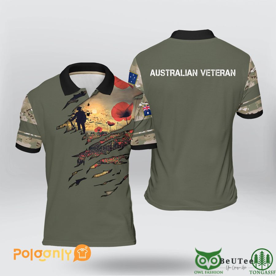 5 Australian Veteran Camo Style Polo Shirt