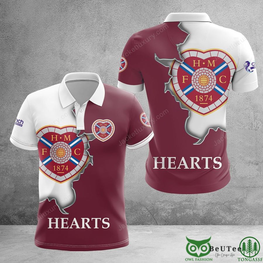 47 Heart of Midlothian F.C. Heart Logo Map 3D Polo Tshirt Hoodie