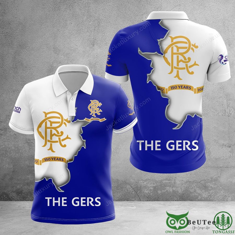 173 Rangers F.C. The Gers White Blue Map 3D Polo Tshirt Hoodie