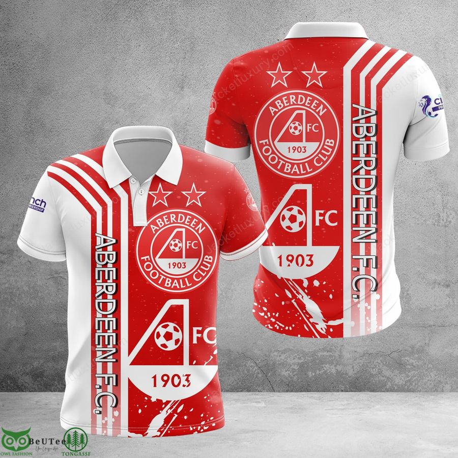 25 Aberdeen red 1903 F.C. Scotland football champions 3D Polo T shirt Hoodie
