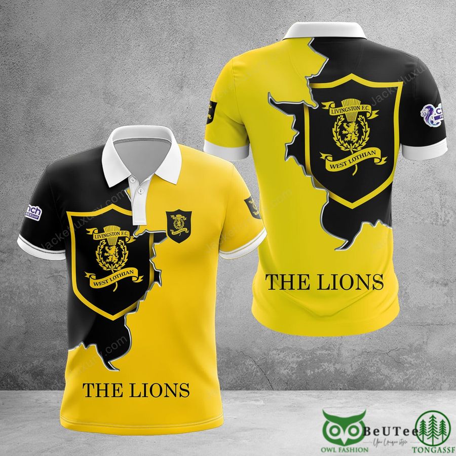 101 Livingston F.C. The Lions Yellow with Logo 3D Polo Tshirt Hoodie