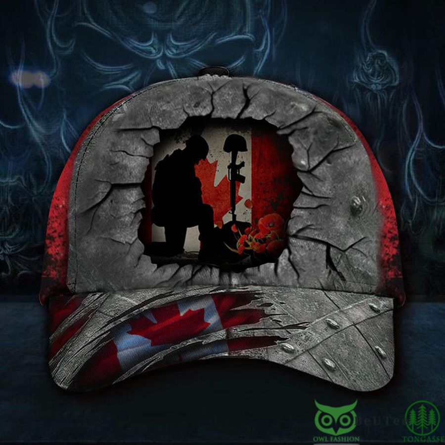 Canadian Veteran Poppy Canada Flag Military Vintage Classic Cap