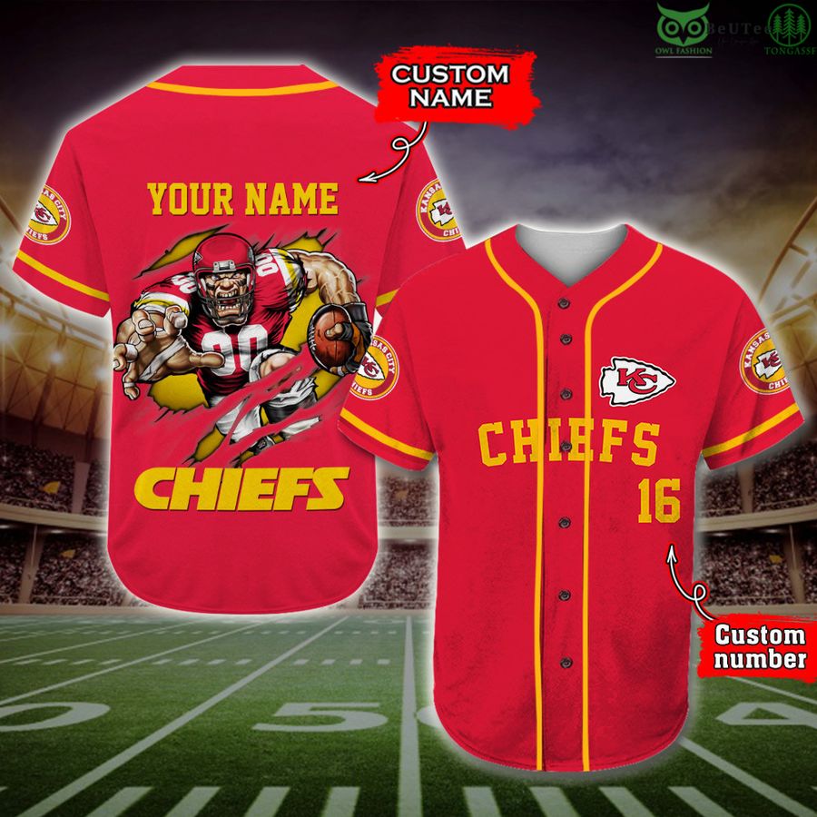 Kansas City Chiefs Baseball Jersey NFL Fan Gifts Custom Name and Number