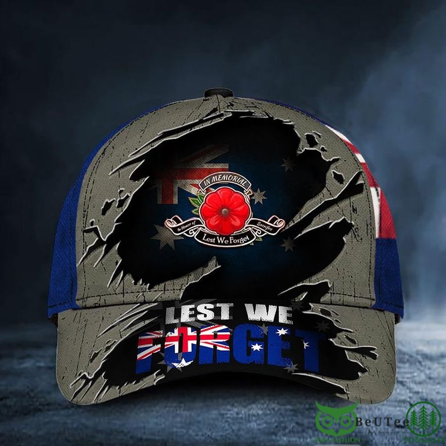 Lest We Forget Poppy Australian Flag Remembrance Anzac Day Classic Cap