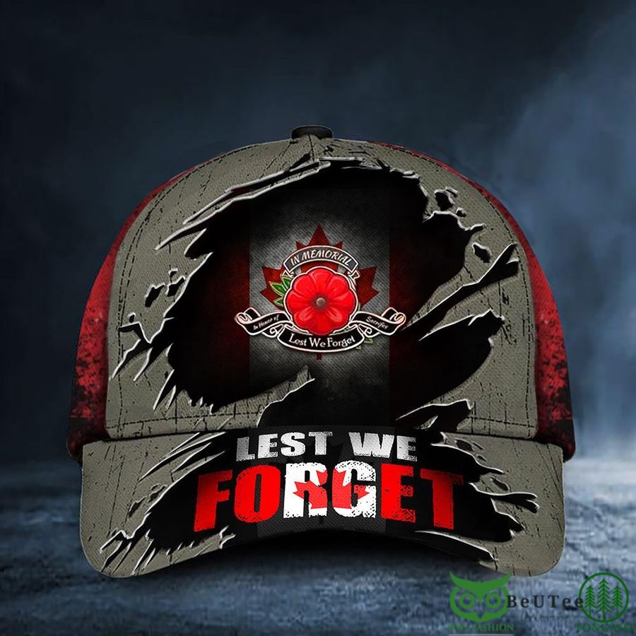 Lest We Forget Poppy Canada Flag Honoring Patriot Veterans Classic Cap