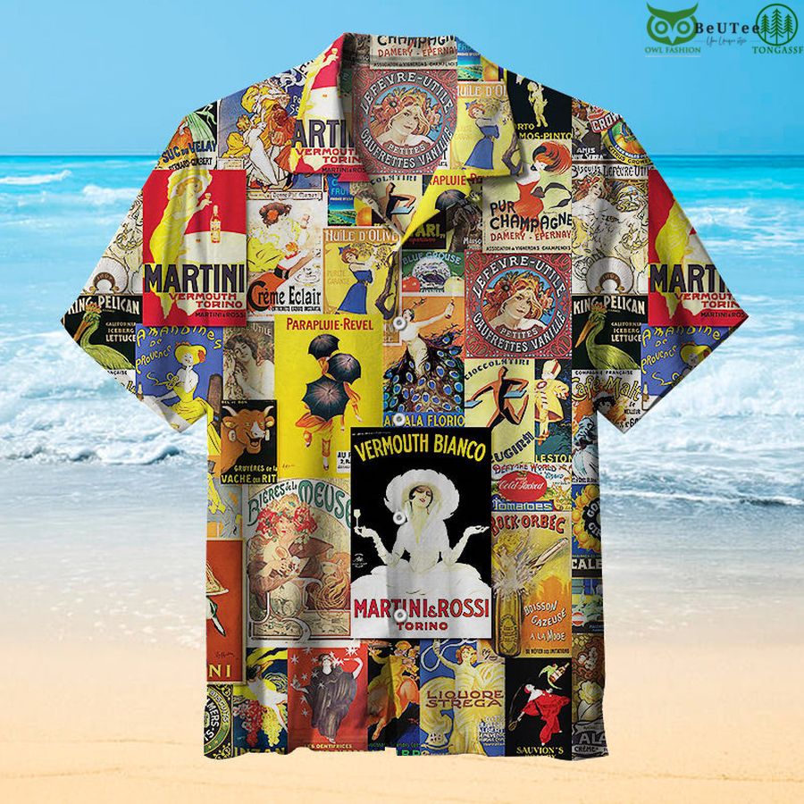 Vintage Posters Martini Rossi Torino Hawaiian Shirt