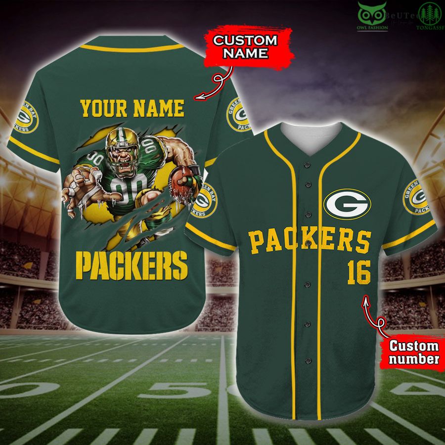 Green Bay Packers Baseball Jersey NFL Fan Gifts Custom Name and Number
