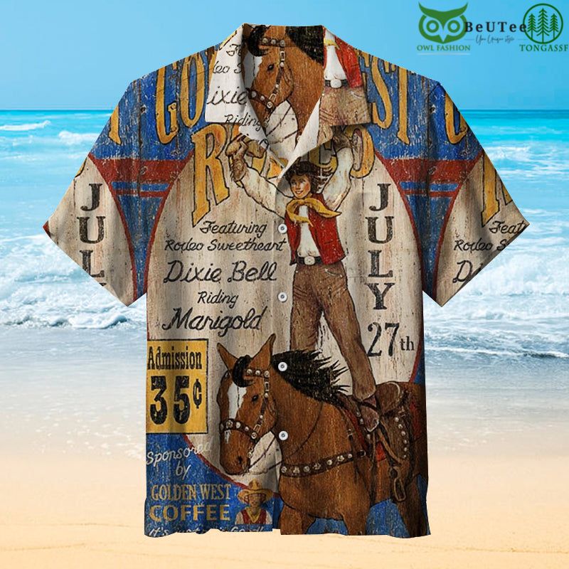 Golden Western Rodeo Vintage Sign Hawaiian Shirt