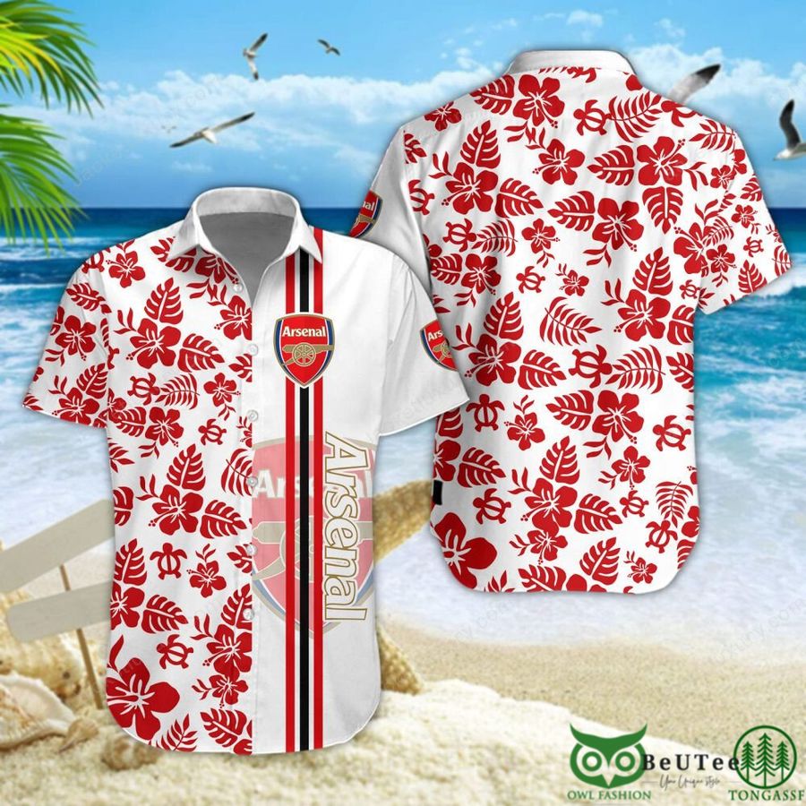 Arsenal F.C. Red White Hawaiian Shirt Short