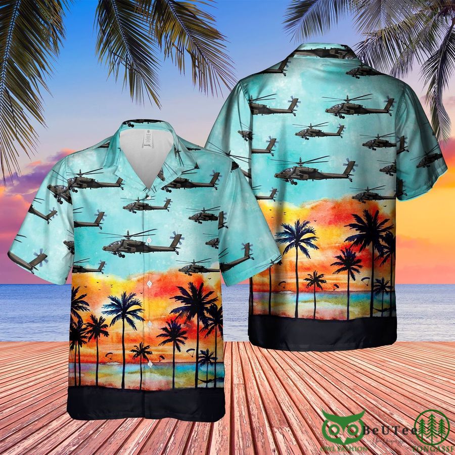 18 British Army Westland WAH 64 Apache Beach Hawaiian Shirt