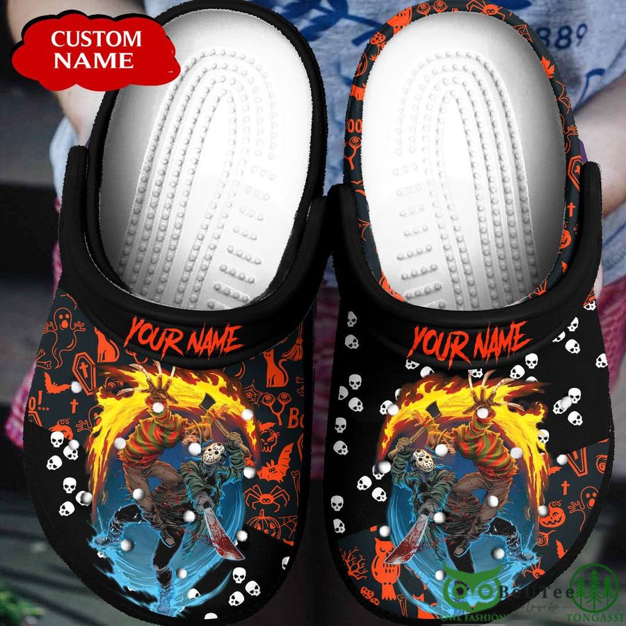 Personalized Halloween Jason Vorhees Fire Clogs 