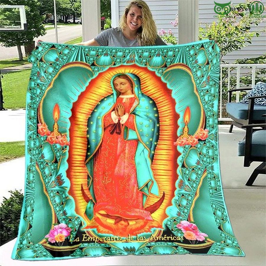 Virgin Mary mint color fleece blanket 