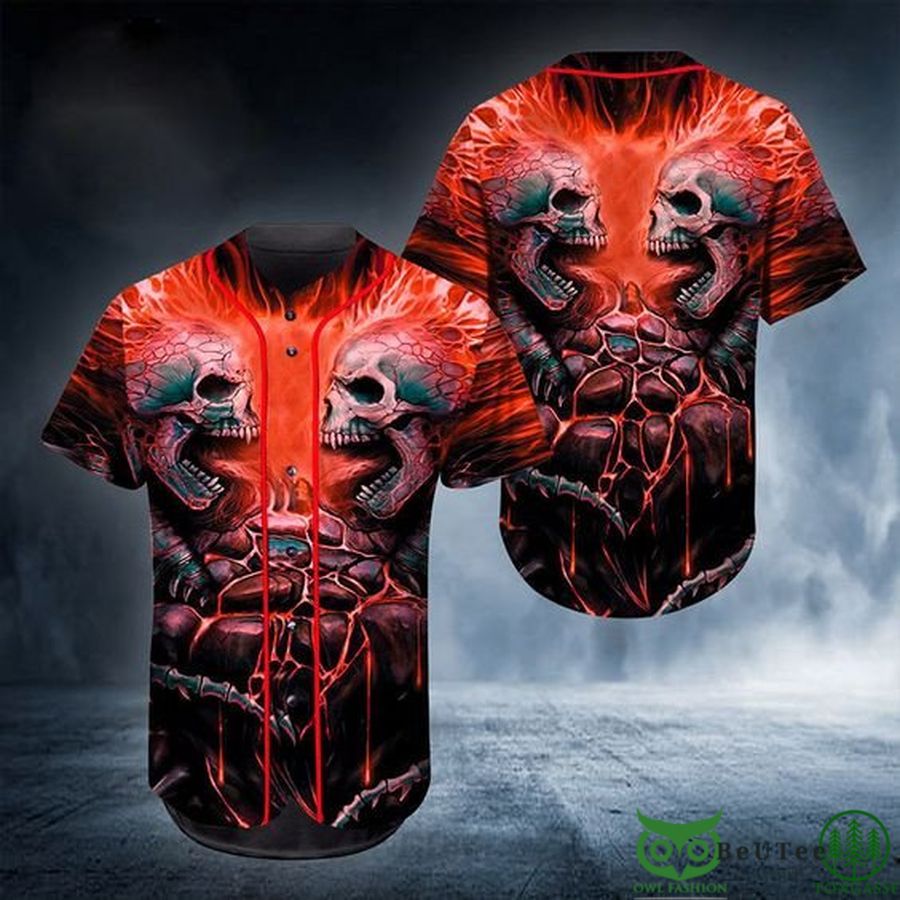 Skull Angry Red Baseball Jersey Shirt