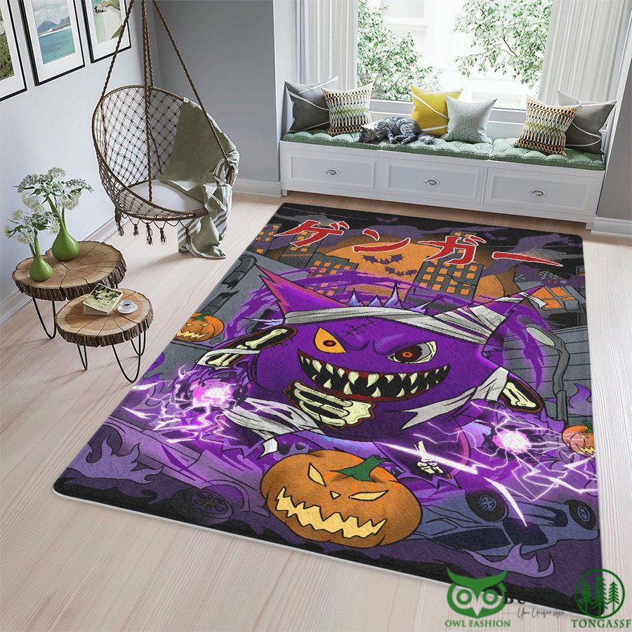 Halloween Kaiju Gengar Custom Purple Rug