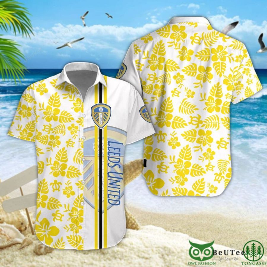 Leeds United F.C Yellow White Hawaiian Shirt Short