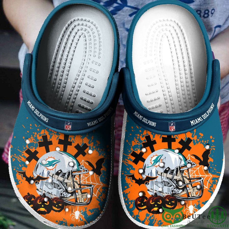 NFL Miami Dolphins Helmet Halloween Turquoise Clogs