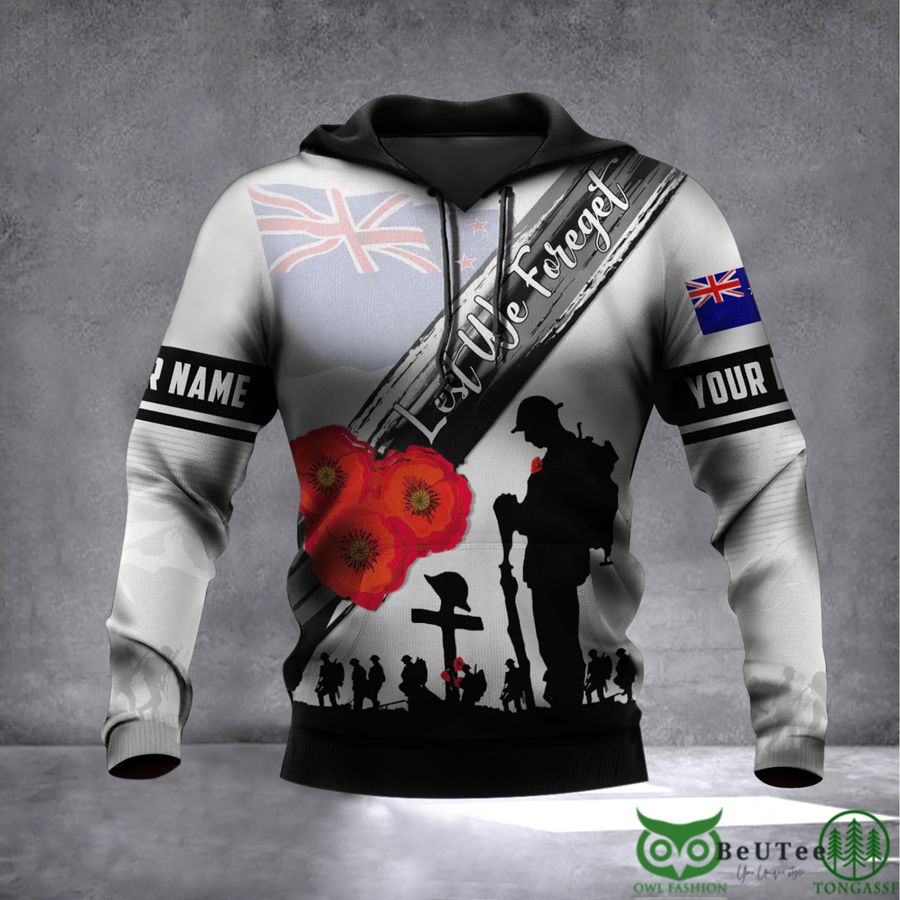 Personalized New Zealand Veterans Poppy Lest We Forget 3D Hoodie 