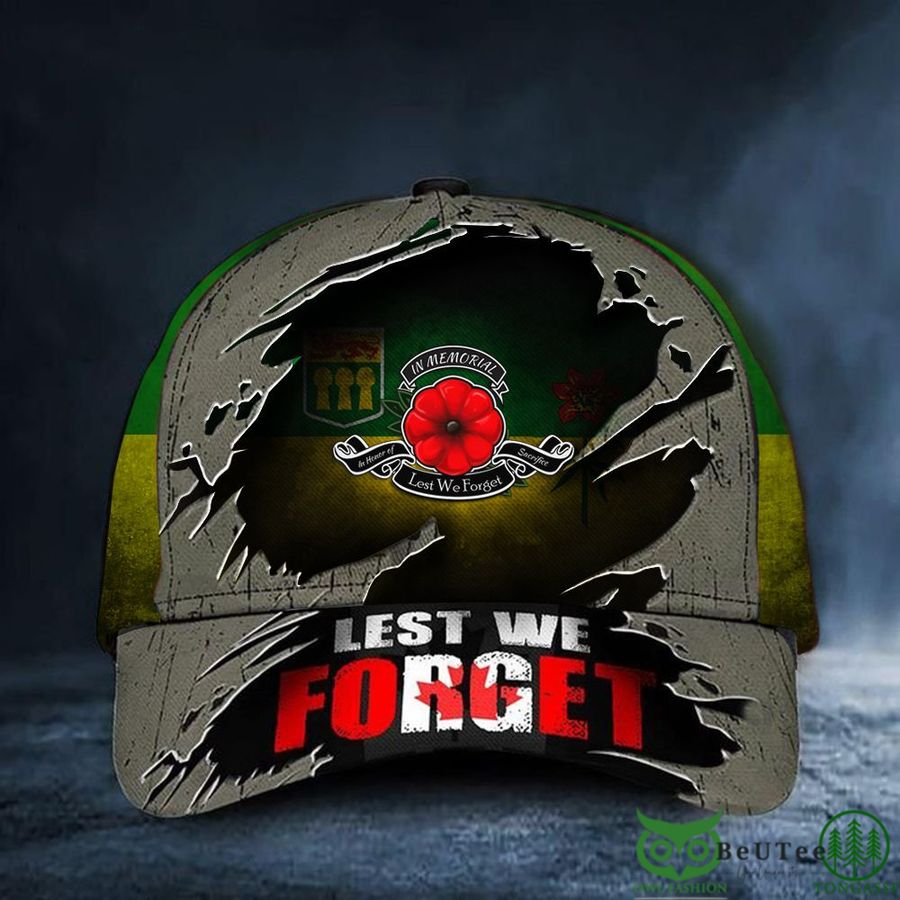 Saskatchewan Poppy Lest We Forget Canada Flag Veterans Classic Cap