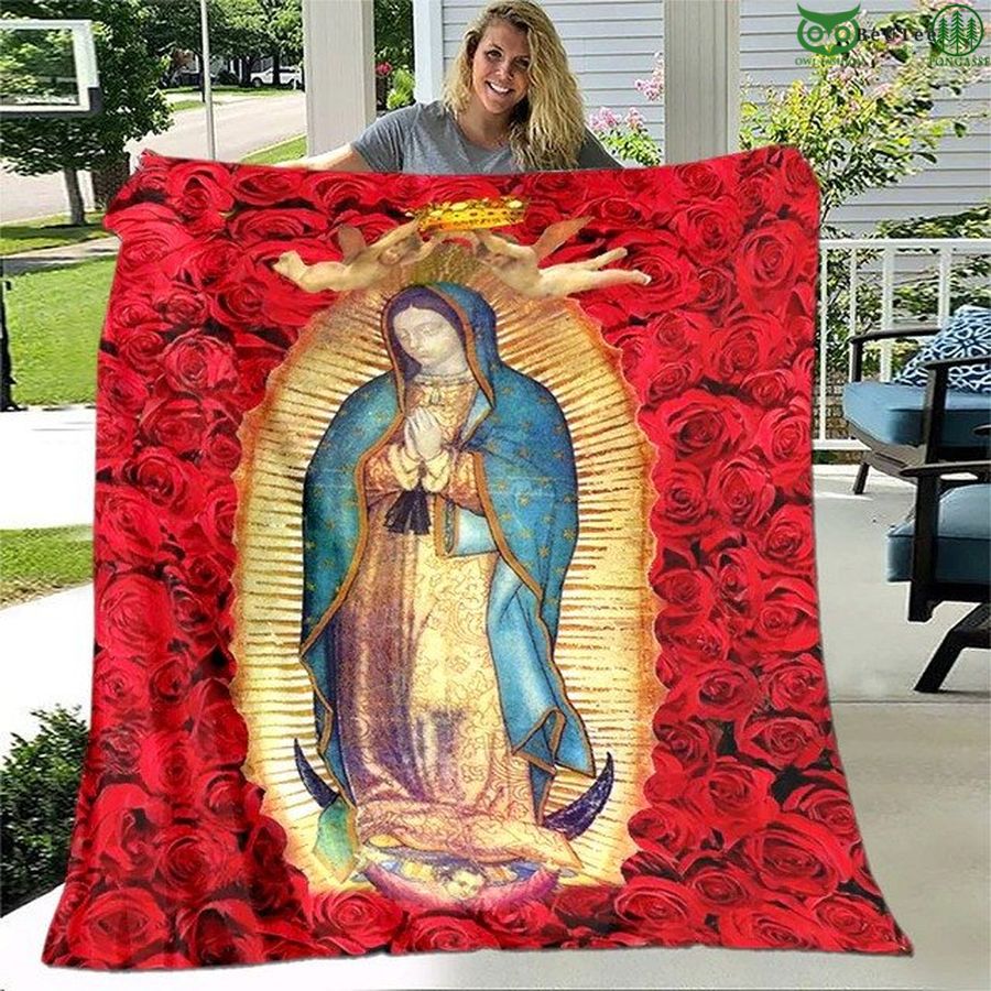Virgin Mary rose fleece blanket 