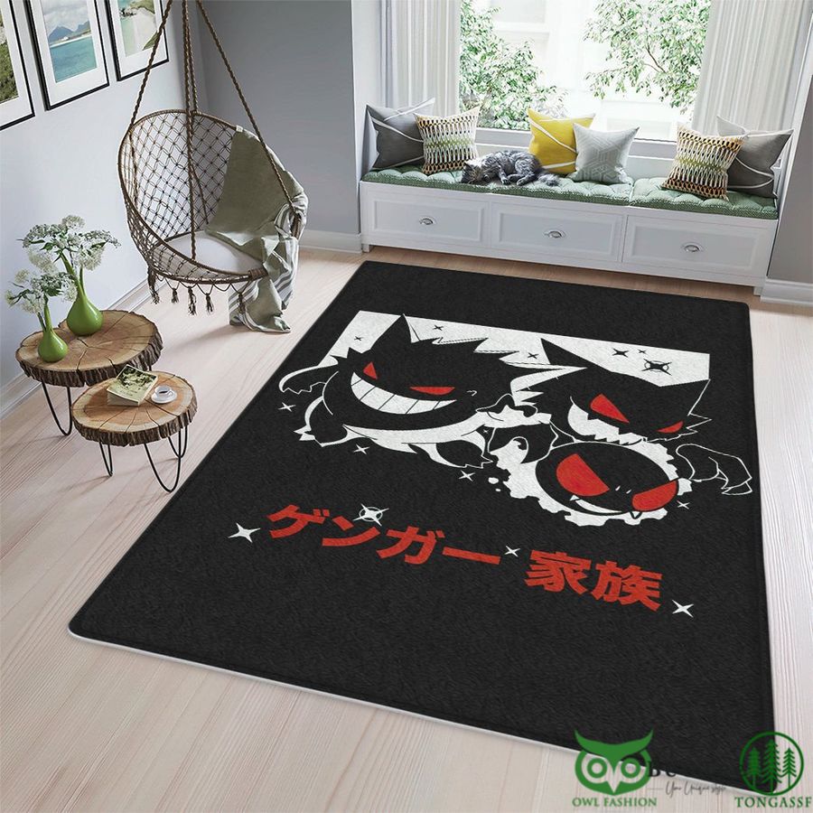 Gengar Evolutions Blink Pattern Black Custom Rug