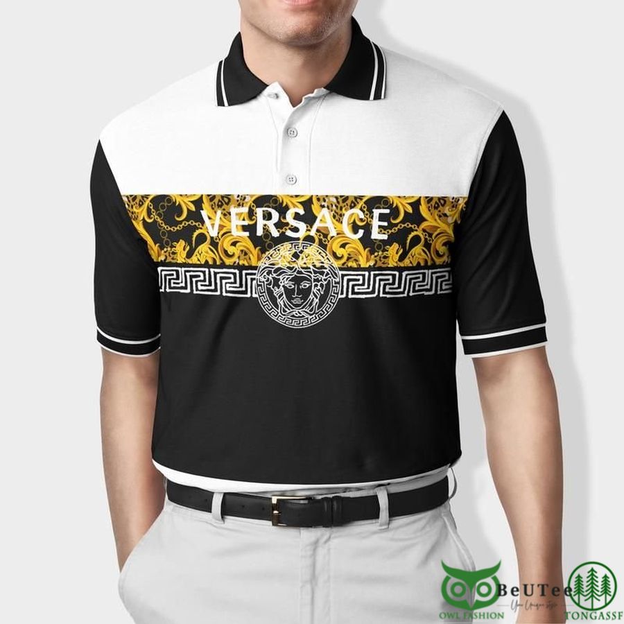 Limited Edition Versace White Greca Yellow Le Pop Classique Polo Shirt