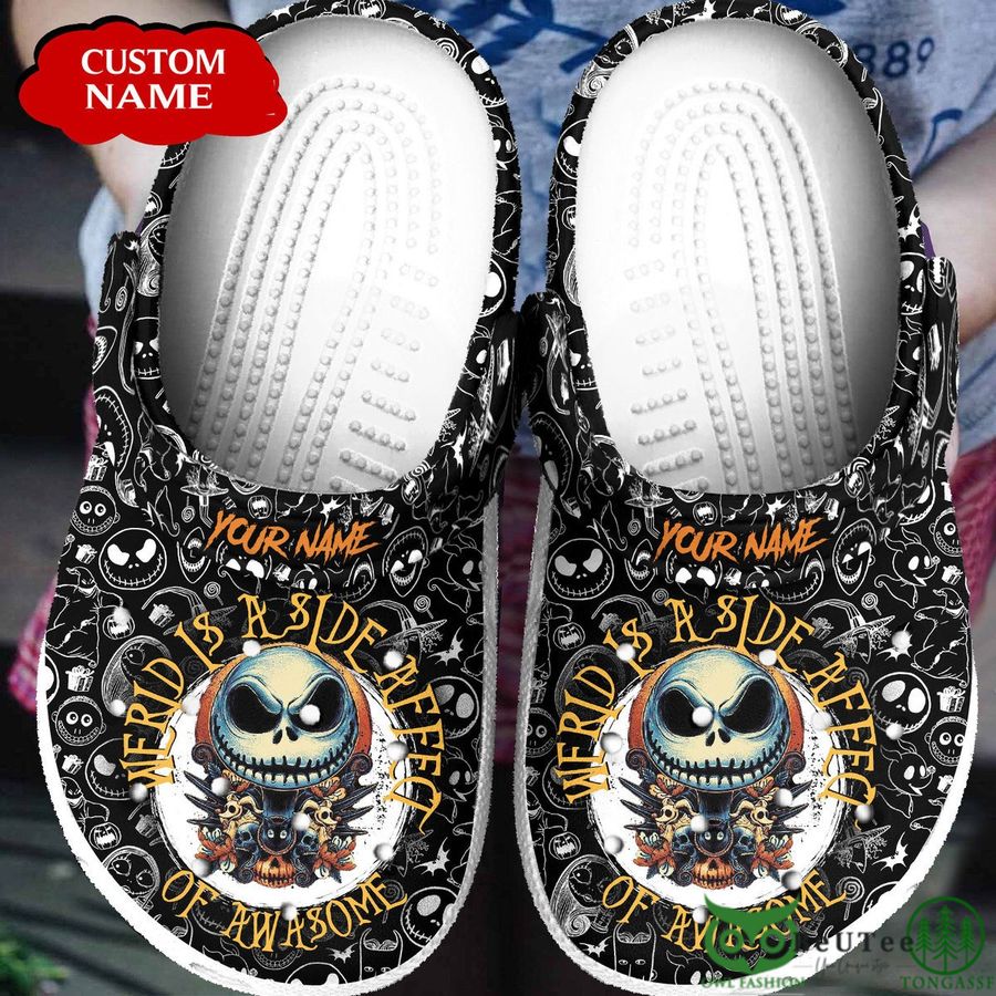 Personalized Jack Skellington Weird Is A Side Effect Halloween Black Clogs 