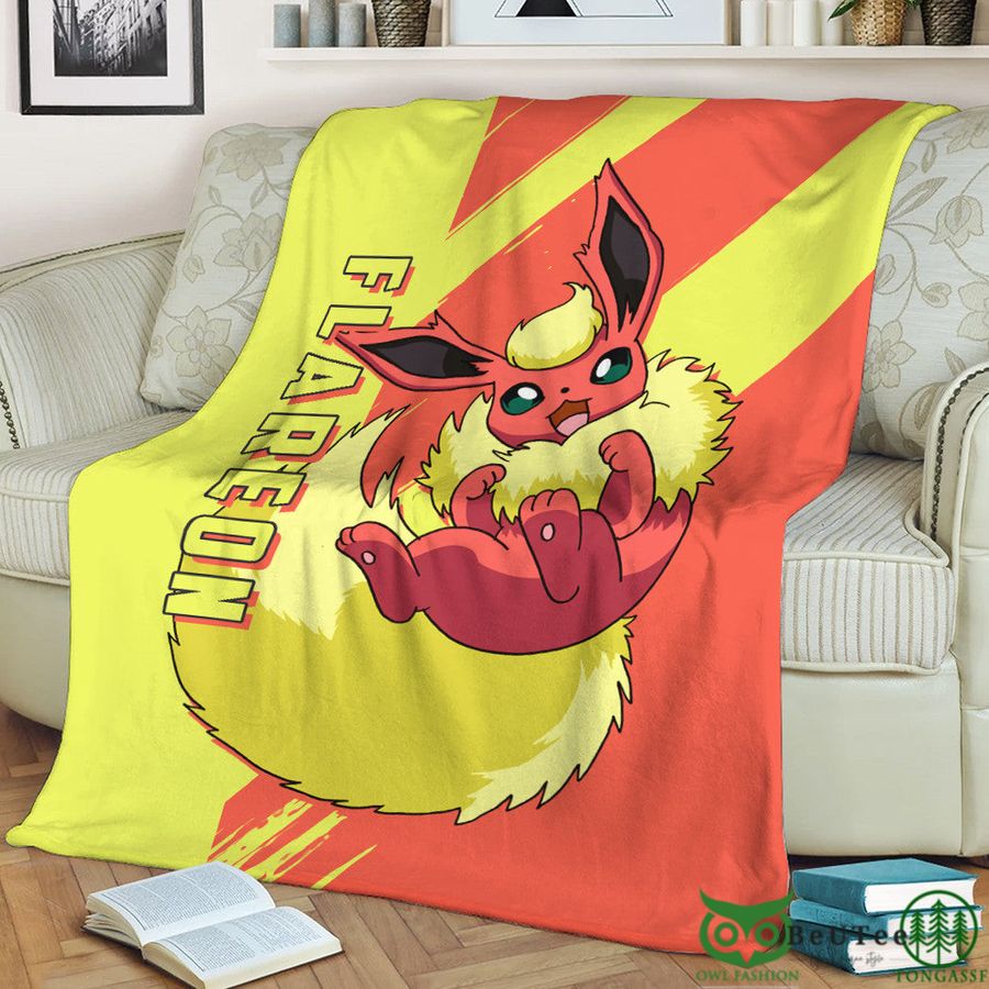 Anime PKM Flareon Custom Soft Blanket