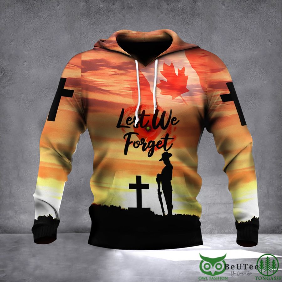 Canada Veteran Poppy Lest We Forget Military Memorial Day 3D Hoodie