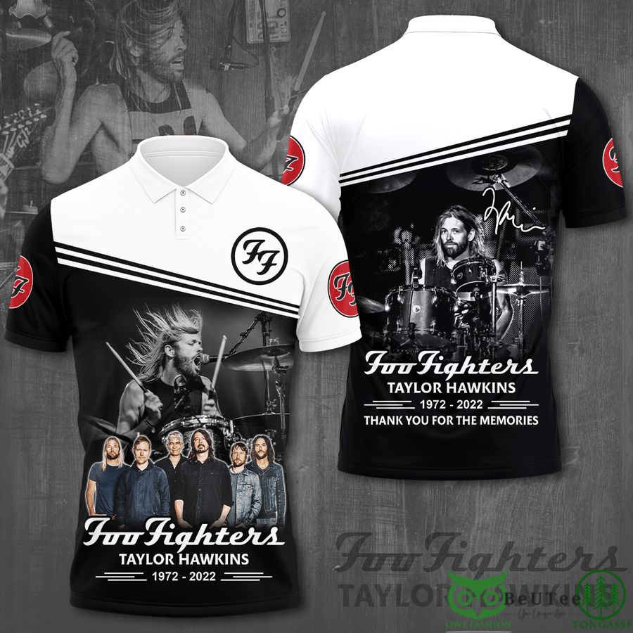 Foo Fighters Taylor Hawkins Memory Tribute 2022 3D Polo Shirt White