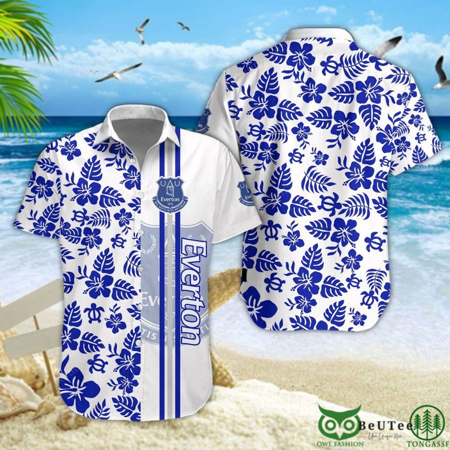 Everton F.C Blue White Hawaiian Shirt Short