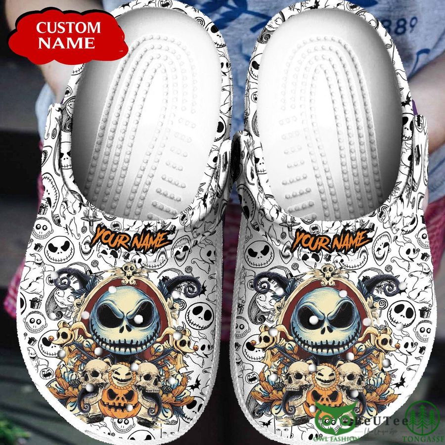 Personalized Jack Skellington Symbols White Halloween Clogs 