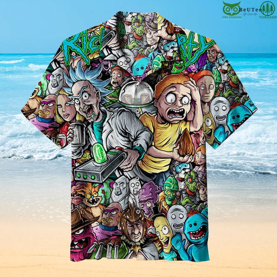23 Rick and Morty realistic draw line Hawaiian shirt