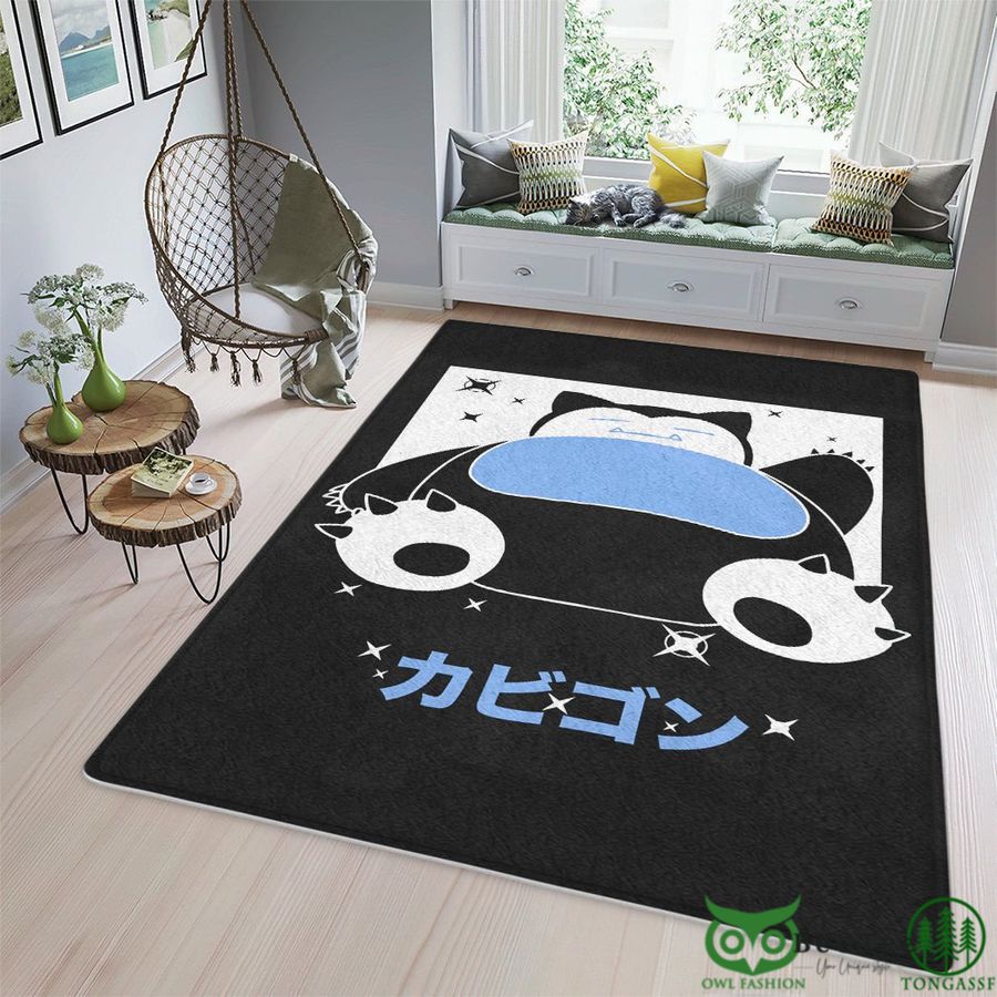 Snorlax Blink Pattern Black Custom Rug