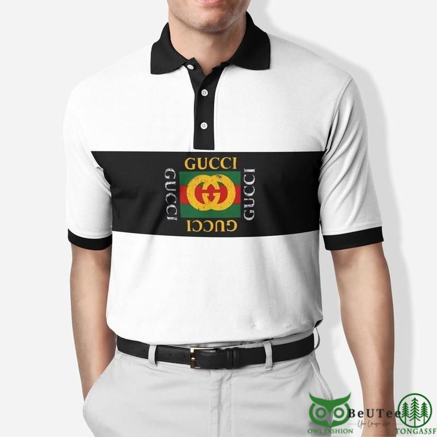 Limited Edition Gucci Square Vintage Web Pattern Polo Shirt
