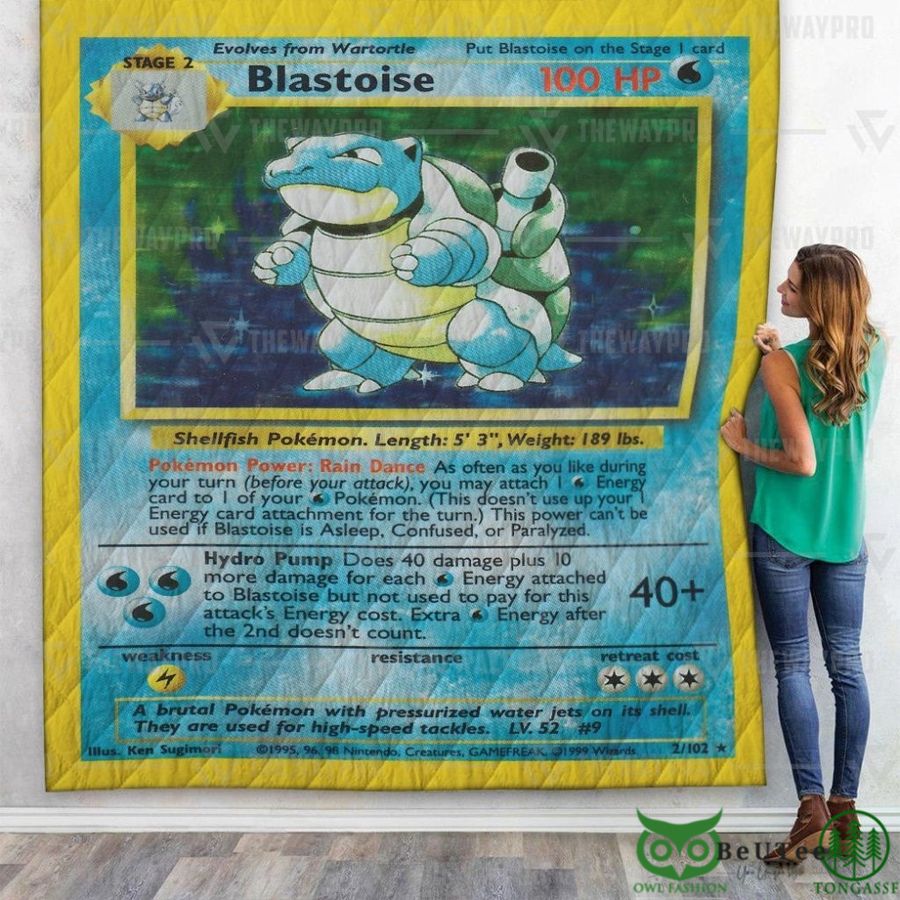 Anime PKM Blastoise Card Custom Quilt