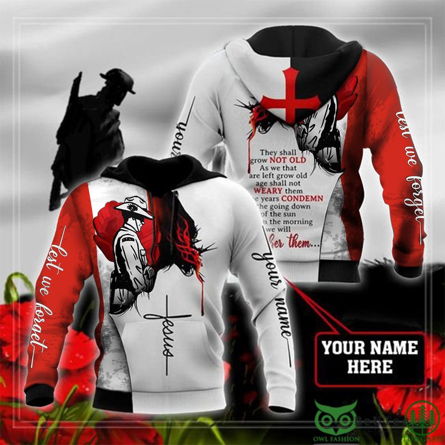 Personalized Name Poppy Lest We Forget Remembrance Day Veterans 3D Hoodie