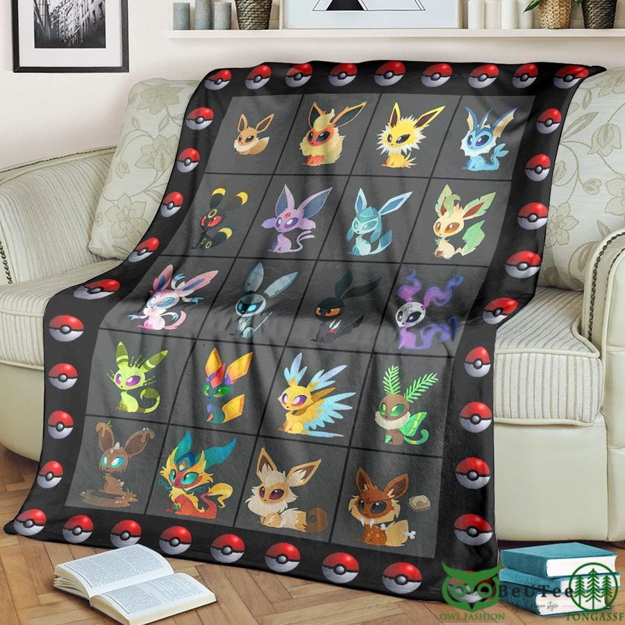 Anime PKM Eevee Evolution Form Custom Soft Blanket