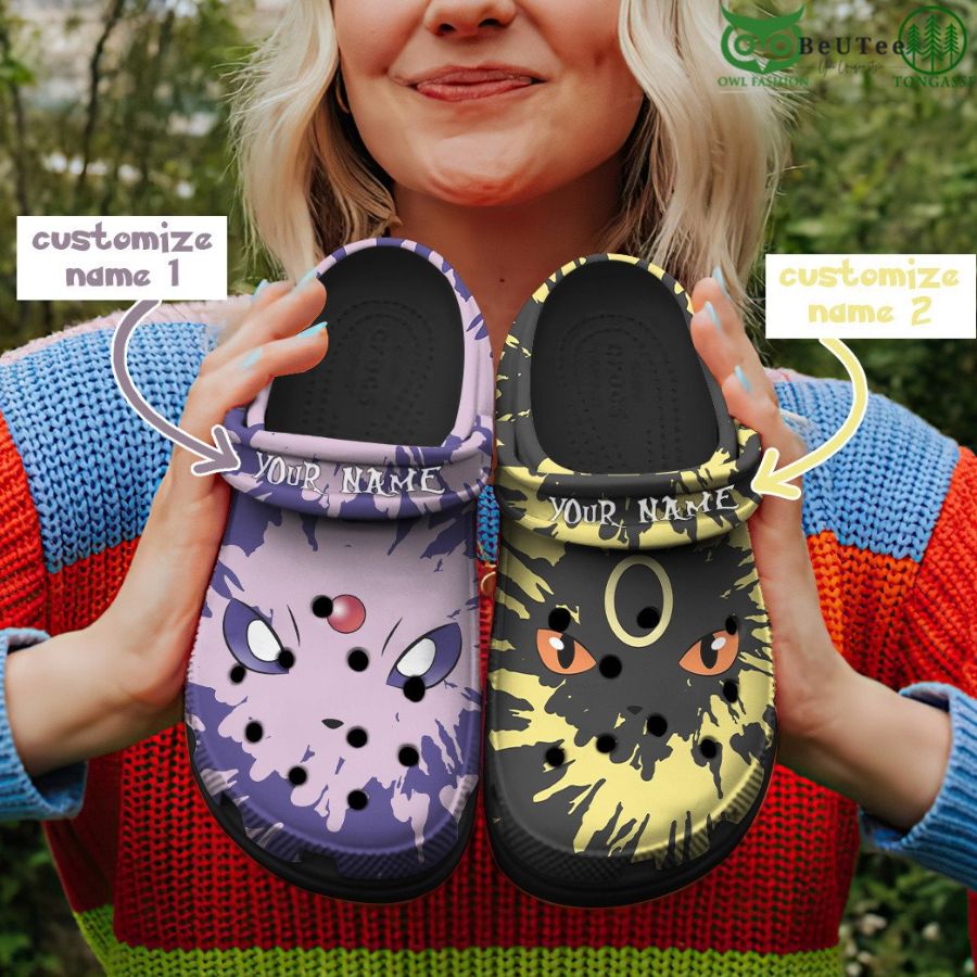 Espeon And Umbreon Tie Dye Face Customized Classic Crocs Pokemon