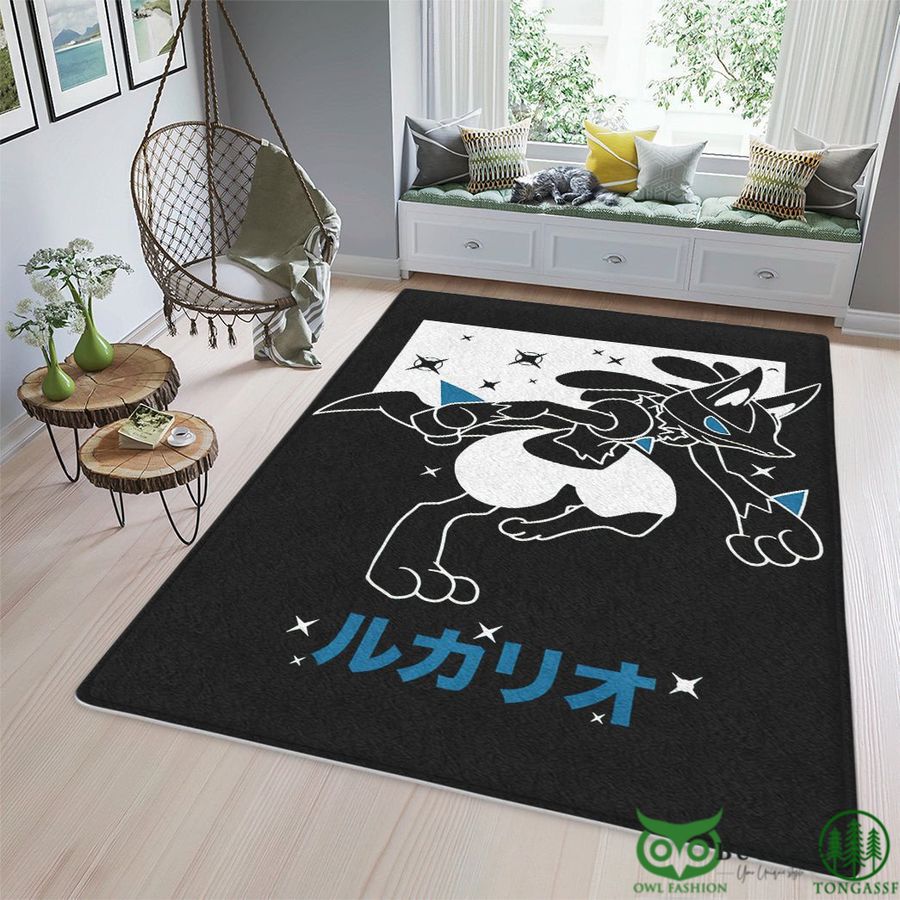Lucario Blink Pattern Black Custom Rug