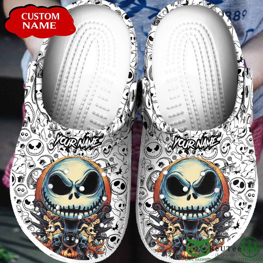 Personalized Jack Skellington White Halloween Clogs 